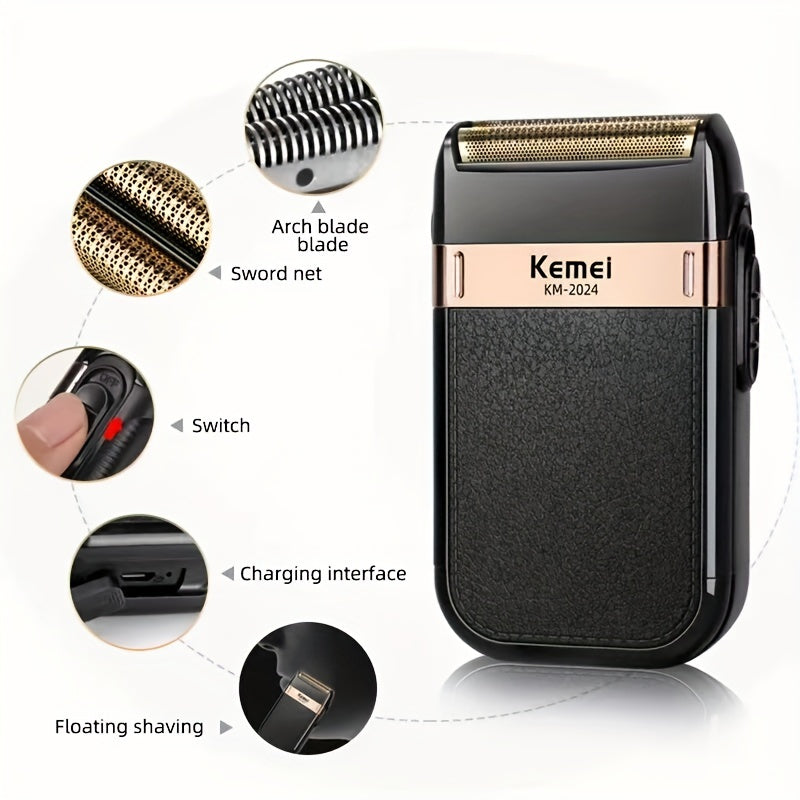 Kemei Twin Blade Electric Shaver for Men - Waterproof, Cordless, USB Rechargeable Razor with Reciprocating Blades for a Smooth and Comfortable Shave