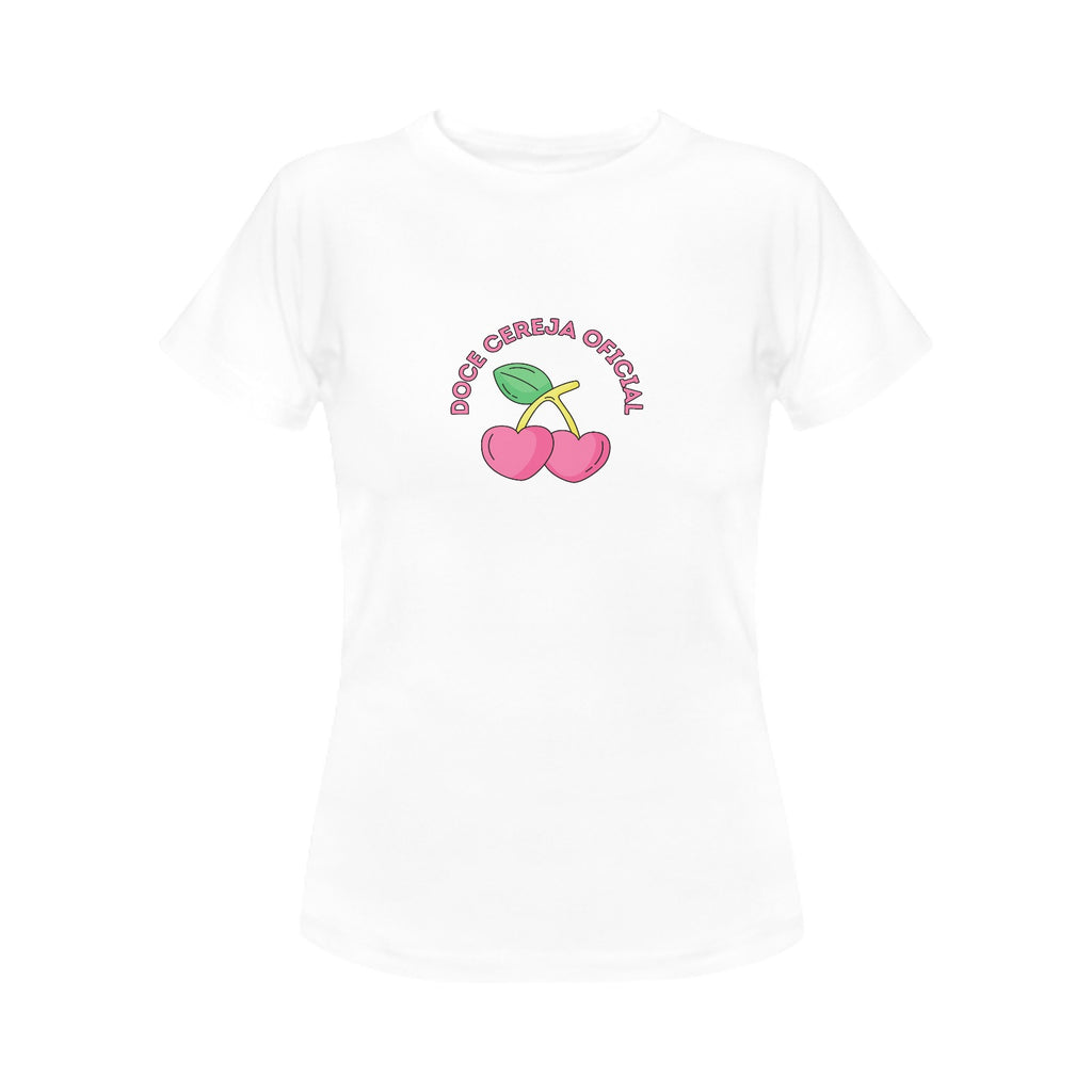 Classic Cotton T-Shirt for Women, Doce Cereja Oficial