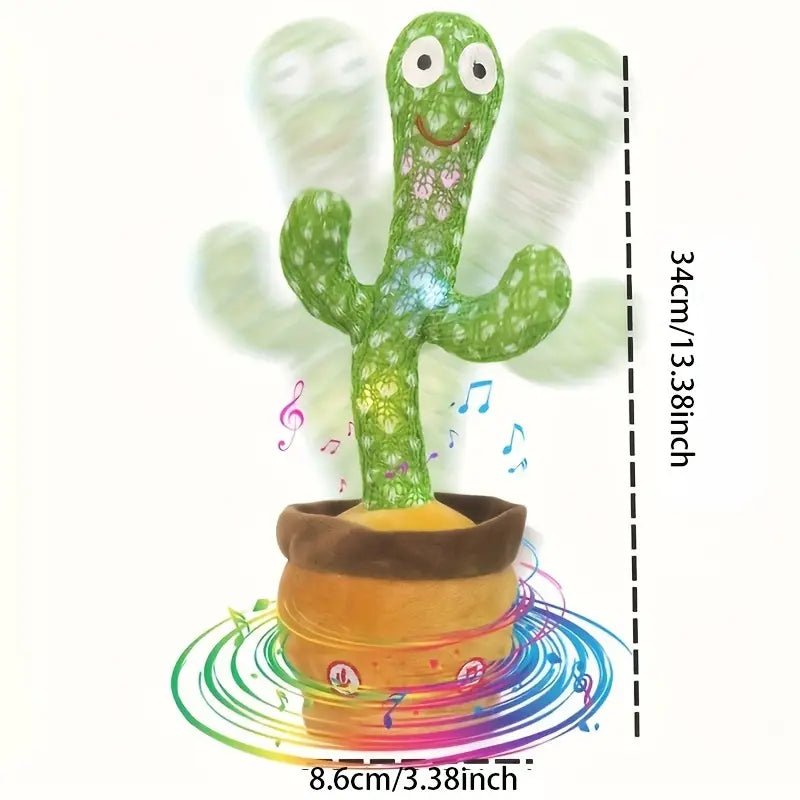 EchoCactus Interactive Plush Toy - Repeats Your Words, Lights Up, Sings, Records, and Educates - Fun Cactus Stuffed Toy for Kids - Merkanny