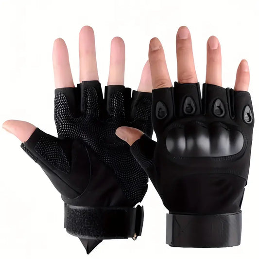 Tactical Fingerless Gloves Hard Knuckle Protection Breathable Comfort