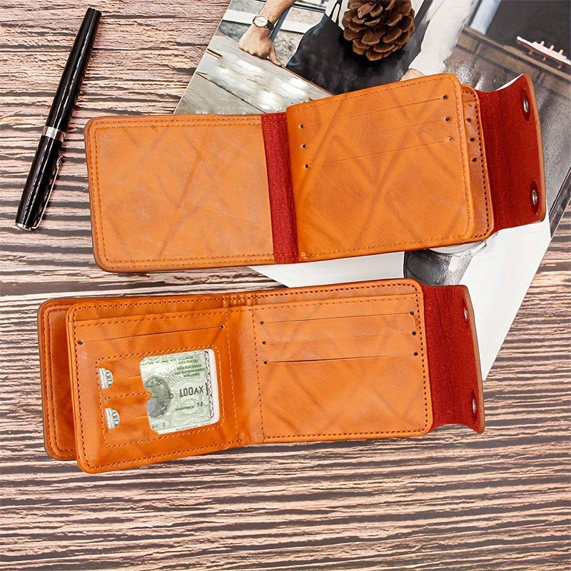 Men's PU Leather Bifold Wallet with Dollar Pattern, Credit Card Holder and Money Clip - Great Gift - Merkanny