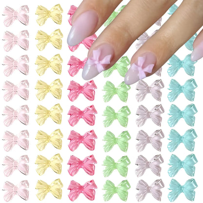 💖 60Pcs Valentine's Day Bow Nail Charms  Cute & Colorful 3D Nail Gems 💖